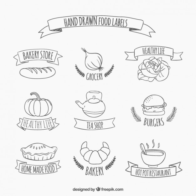 626x626 Hand Drawn Food Stickers Vector Free Download