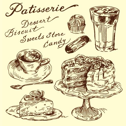 494x492 Hand Drawn Vintage Food Illustrations Vector Food