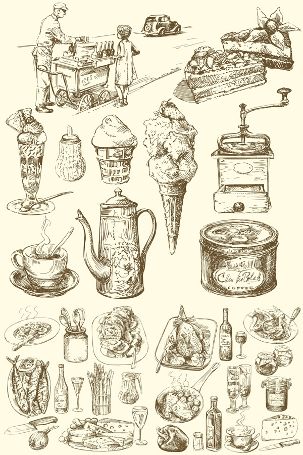 600x900 Hand Painted Food Vector Free Download