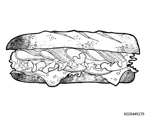 500x400 Illustration Of A Sandwich Hand Drawn Food Illustration Fast