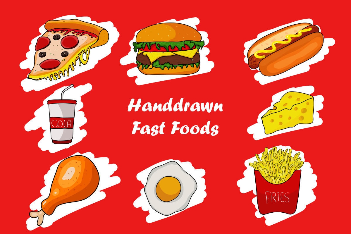 1200x800 Free Handdrawn Fast Foods Vector