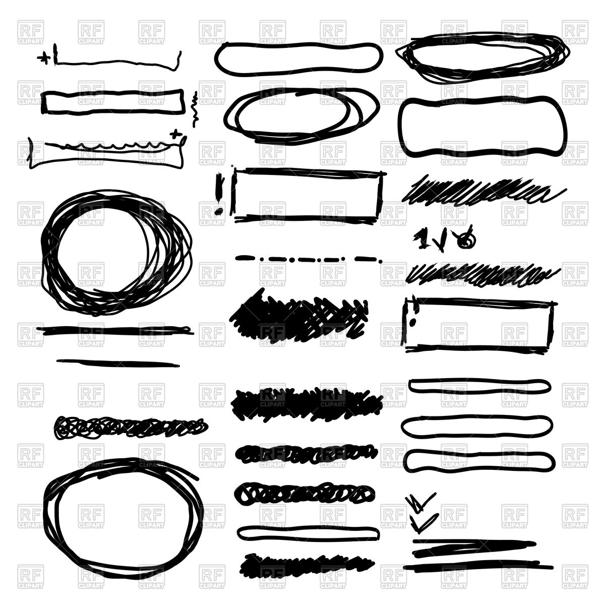 Hand Drawn Frames, Lines, Circle And Bubble Collection Vector 1200x1200 Hand Drawn Frames, Lines, Circle And Bubble Collection Vector