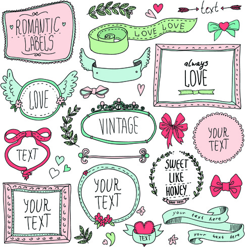 Hand Drawn Romantic Frame With Ornaments Elements Vector Free 485x488 Hand Drawn Romantic Frame With Ornaments Elements Vector Free