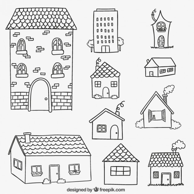 House Facades In Hand Drawn Style Vector Free Download 626x626 House Facades In Hand Drawn Style Vector Free Download