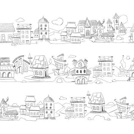 Cityscape With Hand Drawn Doodle Houses Vector Illustration 450x450 Cityscape With Hand Drawn Doodle Houses Vector Illustration