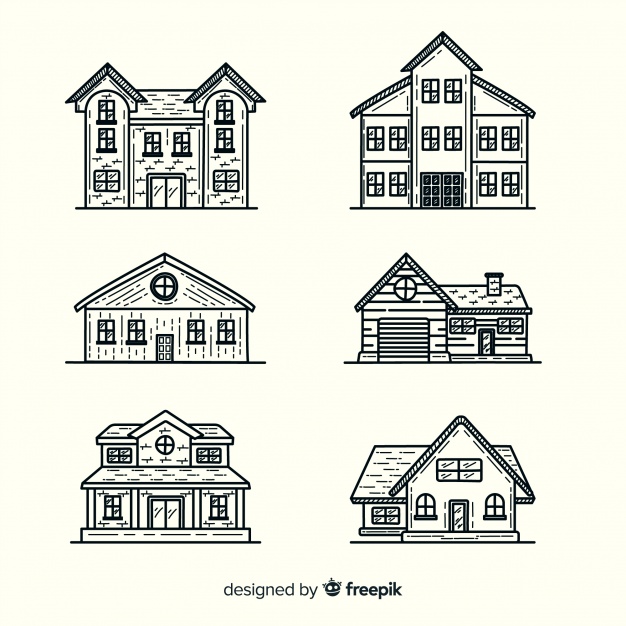 Set Of Hand Drawn Houses Vector Free Download 626x626 Set Of Hand Drawn Houses Vector Free Download