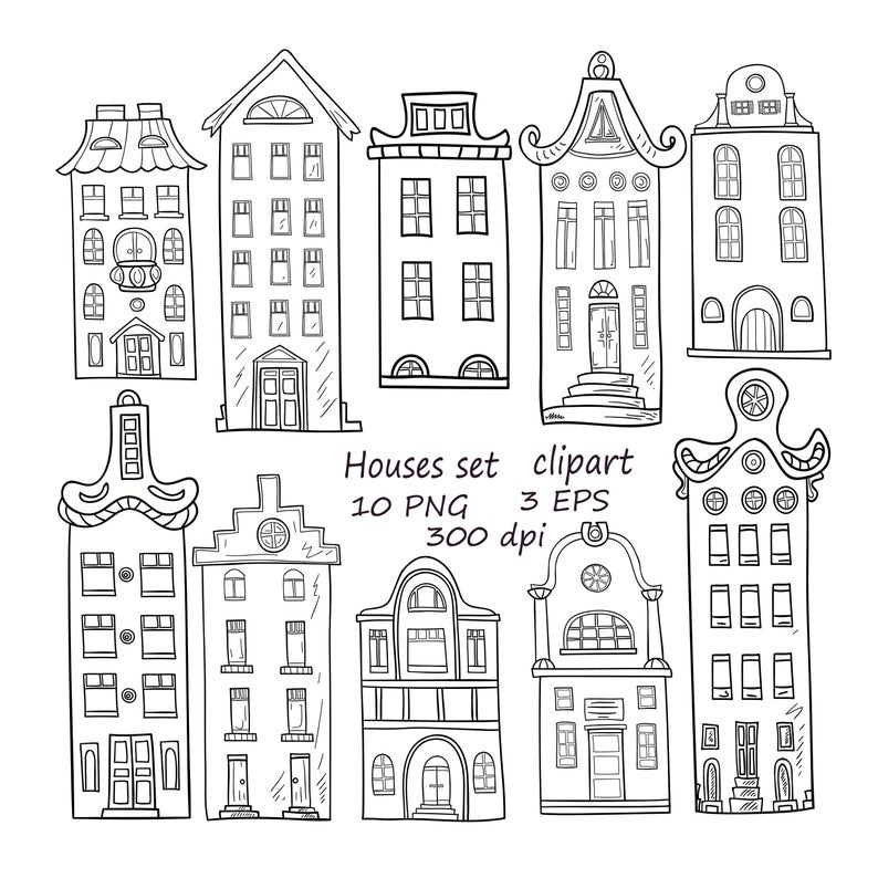 Set Of Hand Drawn Png Houses Clipart Hand Drawn Etsy 794x794 Set Of Hand Drawn Png Houses Clipart Hand Drawn Etsy