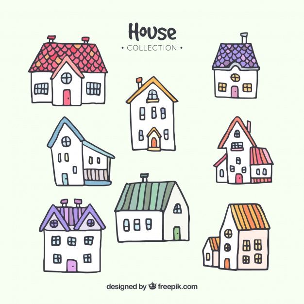 Collection Of Hand Drawn Houses Free Vector Love 626x626 Collection Of Hand Drawn Houses Free Vector Love