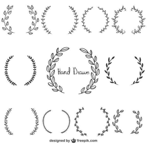 600x592 Free Graphics Hand Drawn Laurel Wreaths