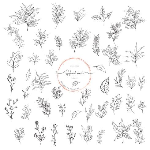 490x490 Hand Drawn Leaf Wreath Logo Design
