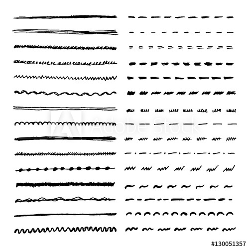 500x500 Set Of Hand Drawn Lines Vector Dotted, Zigzag, Wavy And Straight