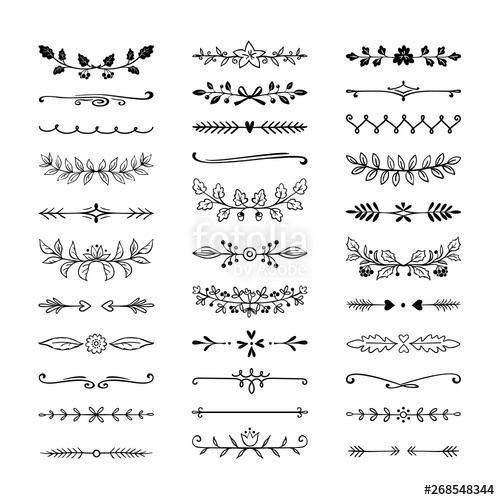 500x500 Doodle Dividers Hand Drawn Line Borders, Wedding Decoration