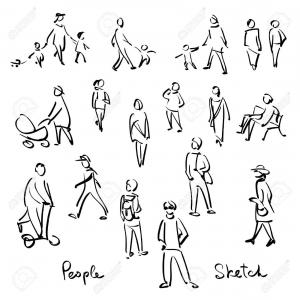 300x300 Group People Continuous One Line Vector Drawing Family Friends