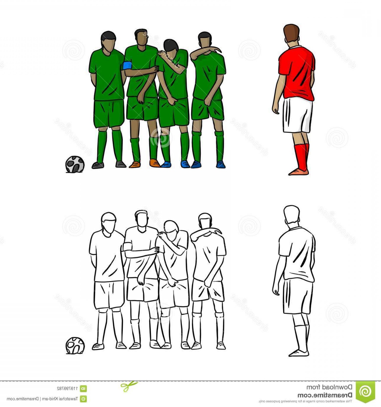 1560x1668 Male Soccer Player Shooting Free Kick Opposite Players Wall Vector