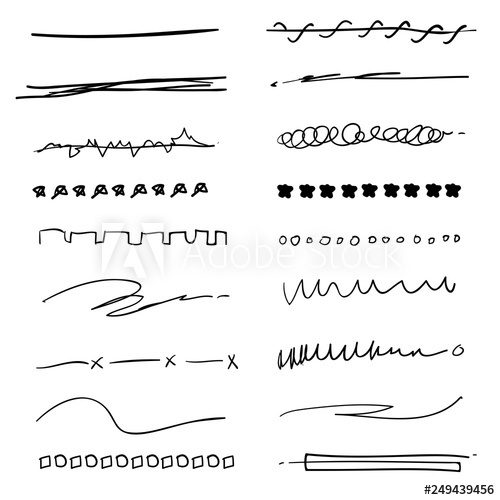 500x500 Collection Of Hand Drawn Underline Strokes In Marker Brush Doodle