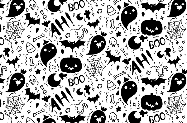 600x395 Boo Filled Hand Drawn Halloween Pattern Vector!