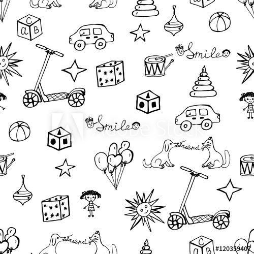 500x500 Vector Child Hand Drawn Pattern Doodles Kids Design Elements