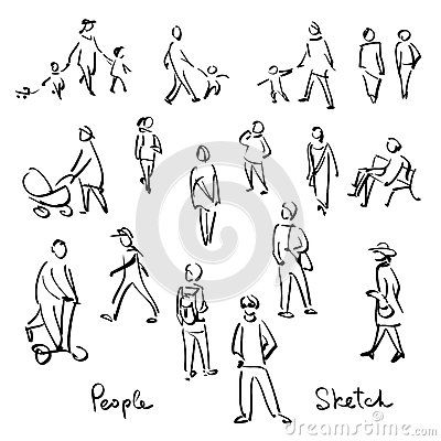 400x400 Casual People Sketch Outline Hand Drawing Vector Illustration
