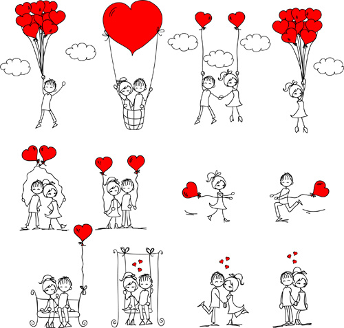 500x477 Hand Drawn Romantic Love People Vector Free Vector In Adobe