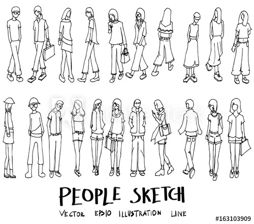 500x440 Set Of Doodle People Hand Drawn Sketch Line Vector Illustration