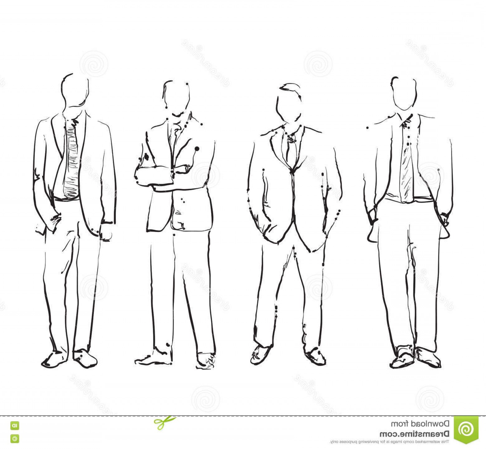 1560x1444 Stock Illustration Group Hand Drawn Business People Sketch Vector