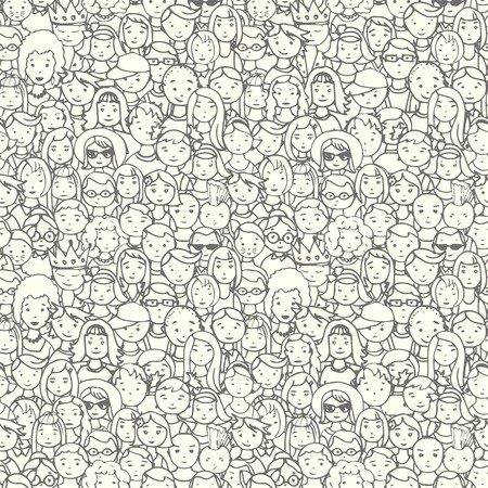 450x450 Seamless Pattern Of Crowd Of People Vector Illustration Of Hand