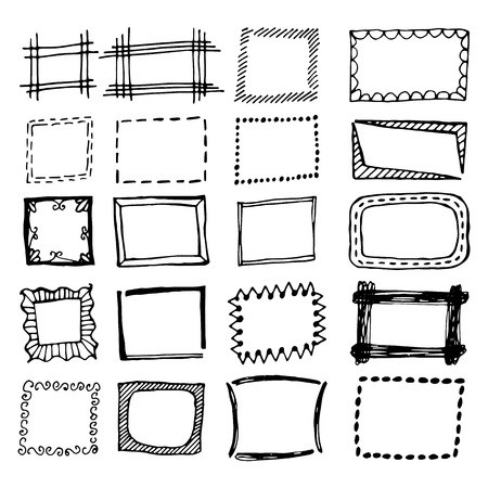 450x450 Hand Drawn Rectangle Frames Set Cartoon Vector Square Borders