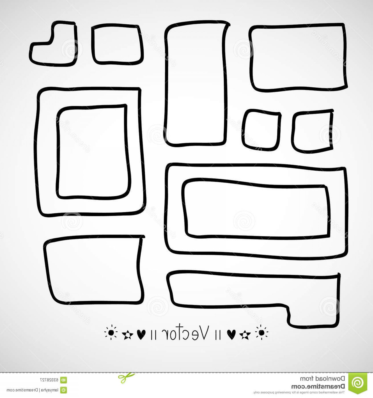 1560x1668 Stock Illustration Vector Set Hand Drawn Rectangle Felt Tip Pen