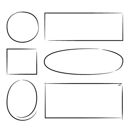 450x450 Hand Drawn Circle Rectangle Markers, Grunge Frames Royalty Free