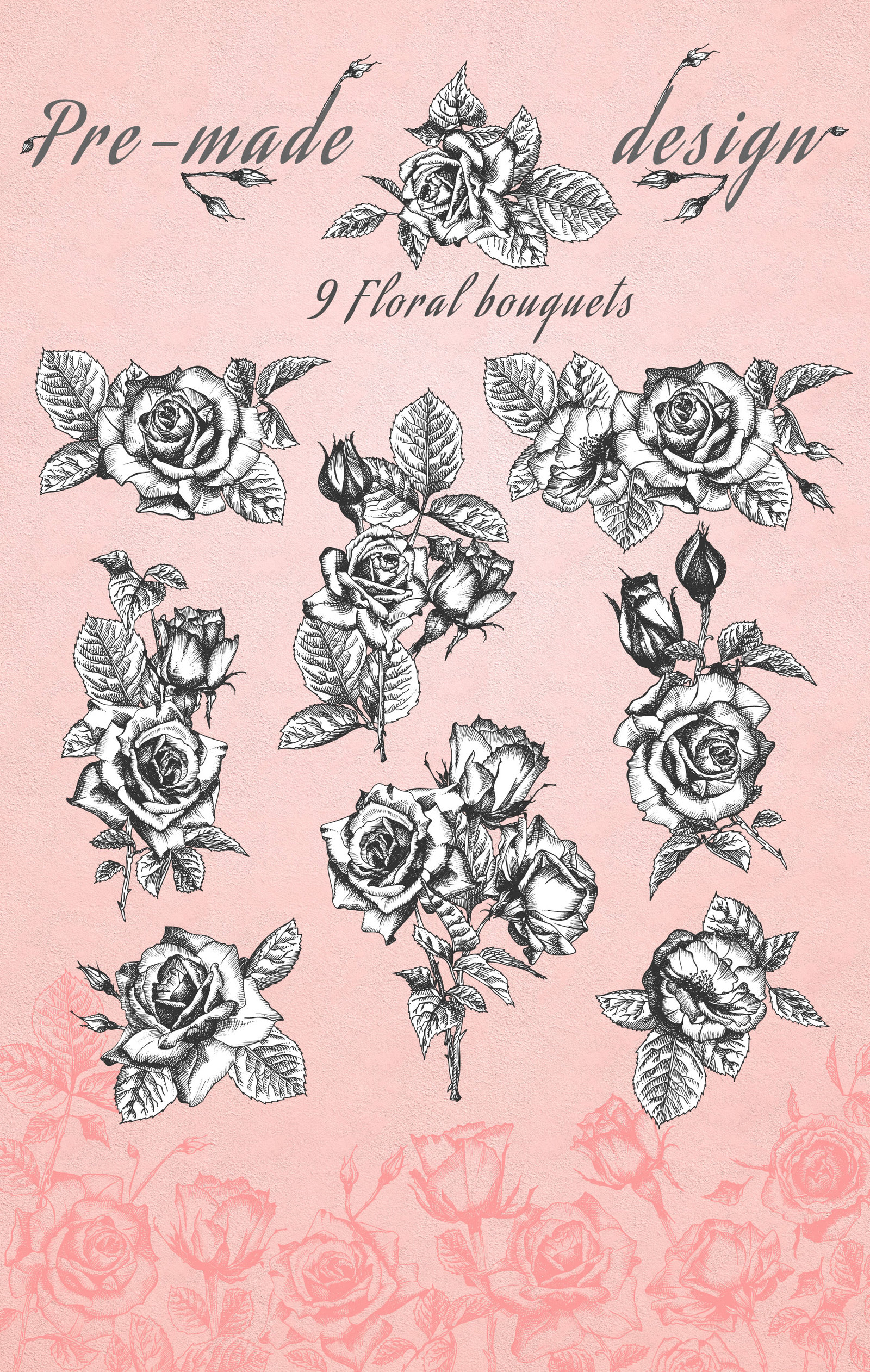 Hand Drawn Sketch Roses, Vector Botanical Illustrations In Design 1600x2523 Hand Drawn Sketch Roses, Vector Botanical Illustrations In Design