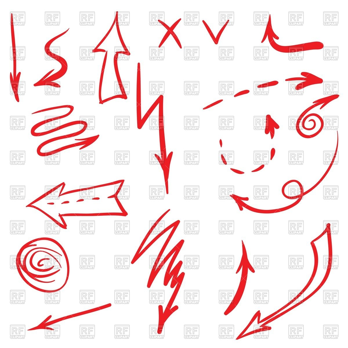 1200x1200 Hand Drawn Sketchy Arrows Of Different Shapes Vector Image