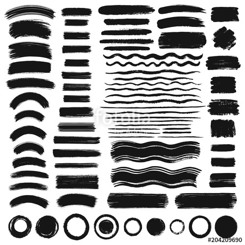 500x500 Big Set, Collection Of Vector Brush Strokes Hand Drawn Shapes