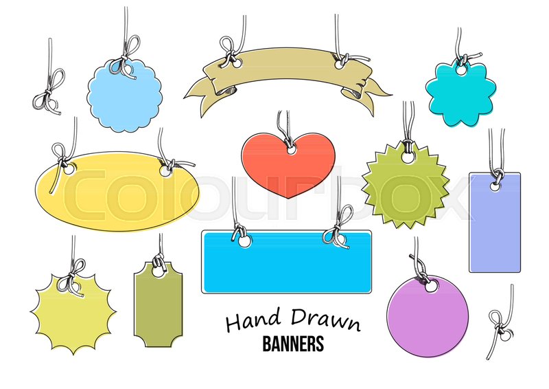 800x566 Set Of Colorful Hand Drawn Labels Stock Vector Colourbox