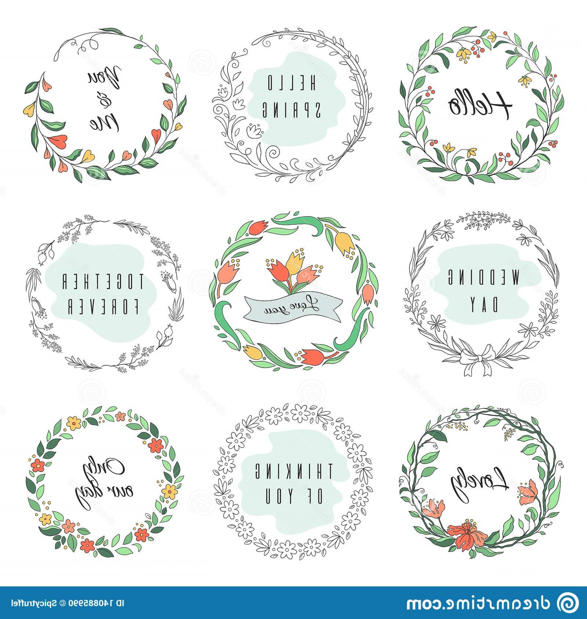 1920x2026 Floral Circle Doodle Frames Circular Laurel Wreath Flourish