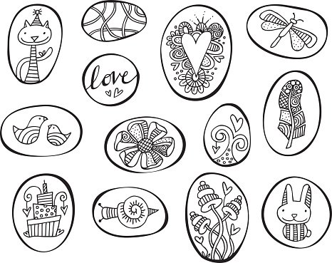 466x369 Hand Drawn Celebration Doodle Black White Shapes Vector Premium