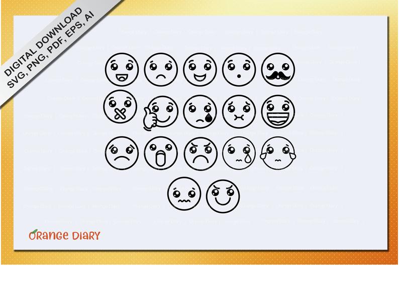 794x580 Emoji Face Vector Outline Emoji Smiley Face Png Etsy