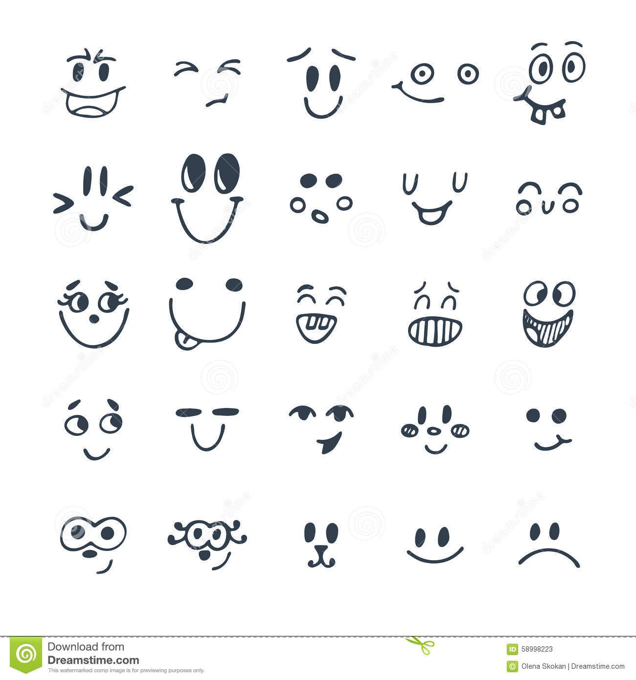 1300x1390 Funny Faces Stock Illustration Set Hand Drawn Funny Faces Cute