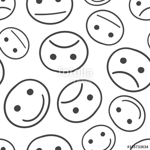 500x500 Hand Drawn Smiley Face Seamless Pattern Background Business Flat