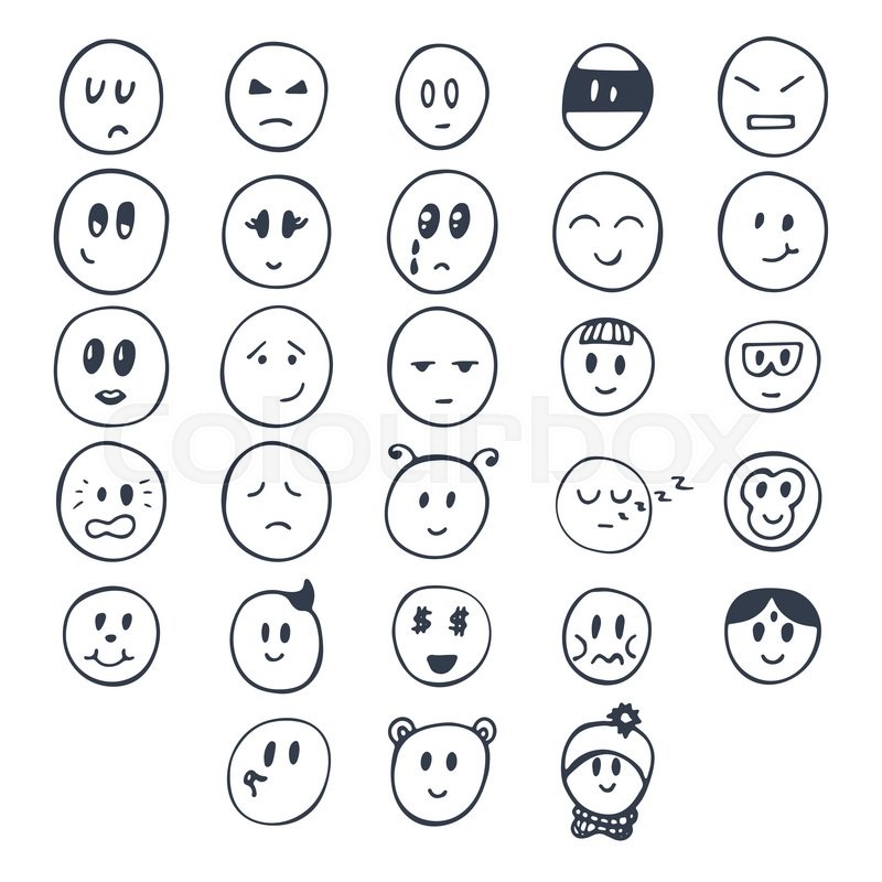 800x800 Set Of Hand Drawn Funny Faces With Stock Vector Colourbox