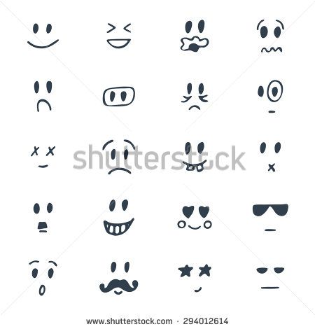 450x470 Set Of Hand Drawn Smiley Faces Sketched Facial Expressions Set