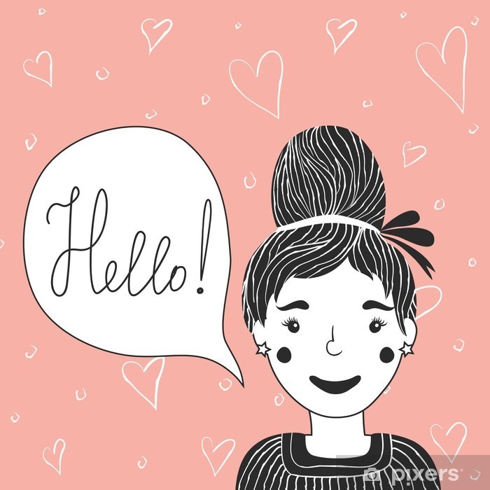 700x700 Vector Illustration With Smiley Face Hand Drawn Girl And Hearts