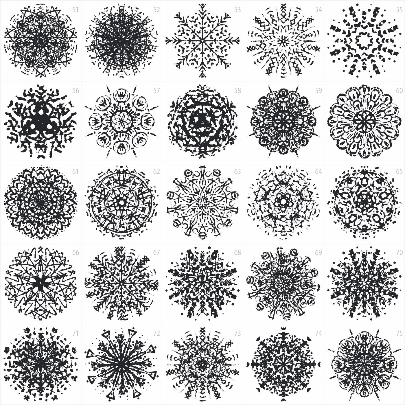 Ink Hand Drawn Snowflakes Vector Set 1400x1400 Ink Hand Drawn Snowflakes Vector Set