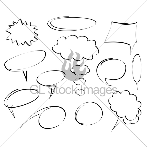 500x500 Hand Drawn Speech Bubbles Vector Gl Stock Images