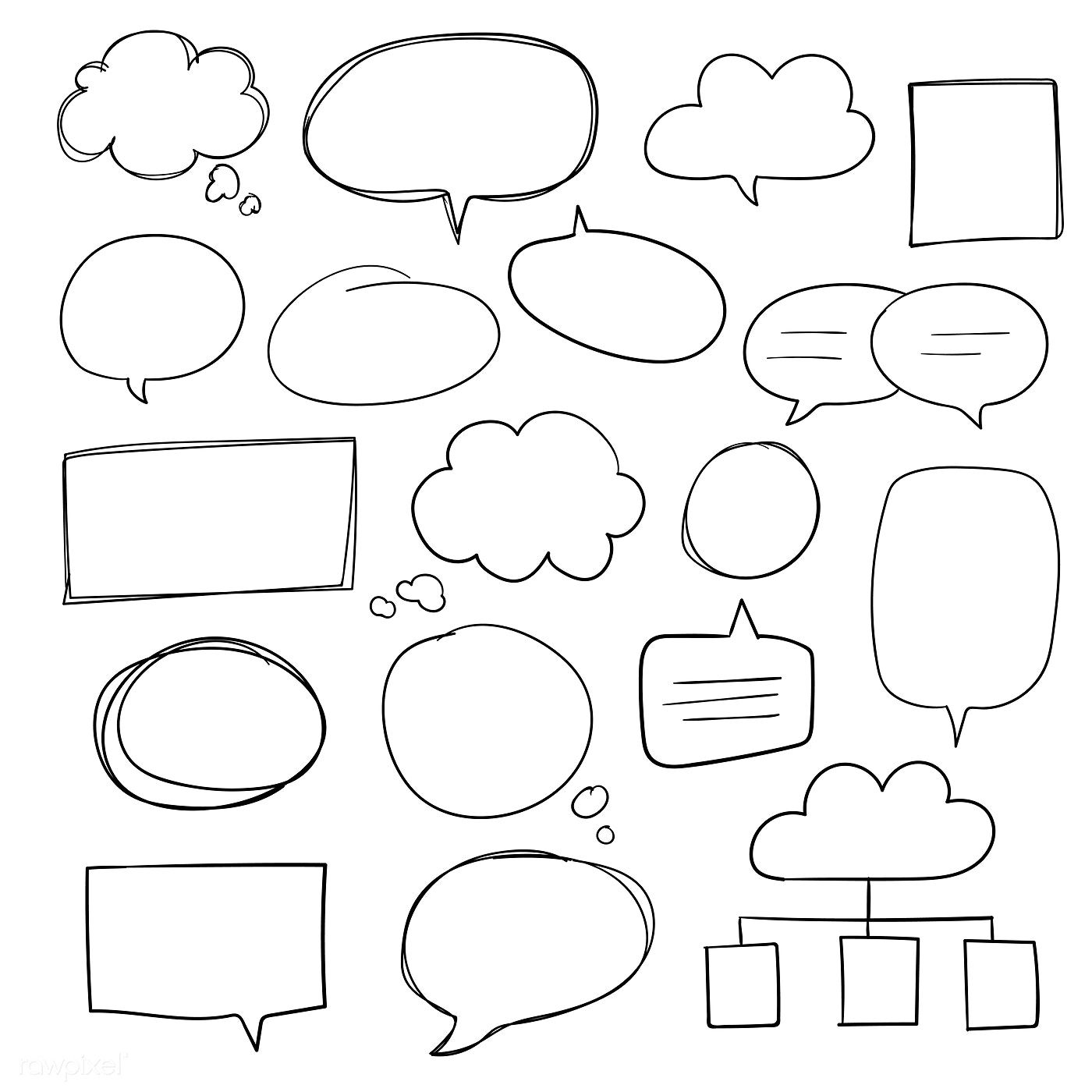 1400x1400 Hand Drawn Doodle Speech Bubbles Vector Set Free Image