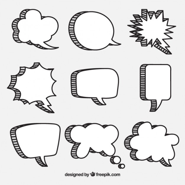 626x626 Hand Drawn Speech Bubbles In Comic Style Vector Free Download