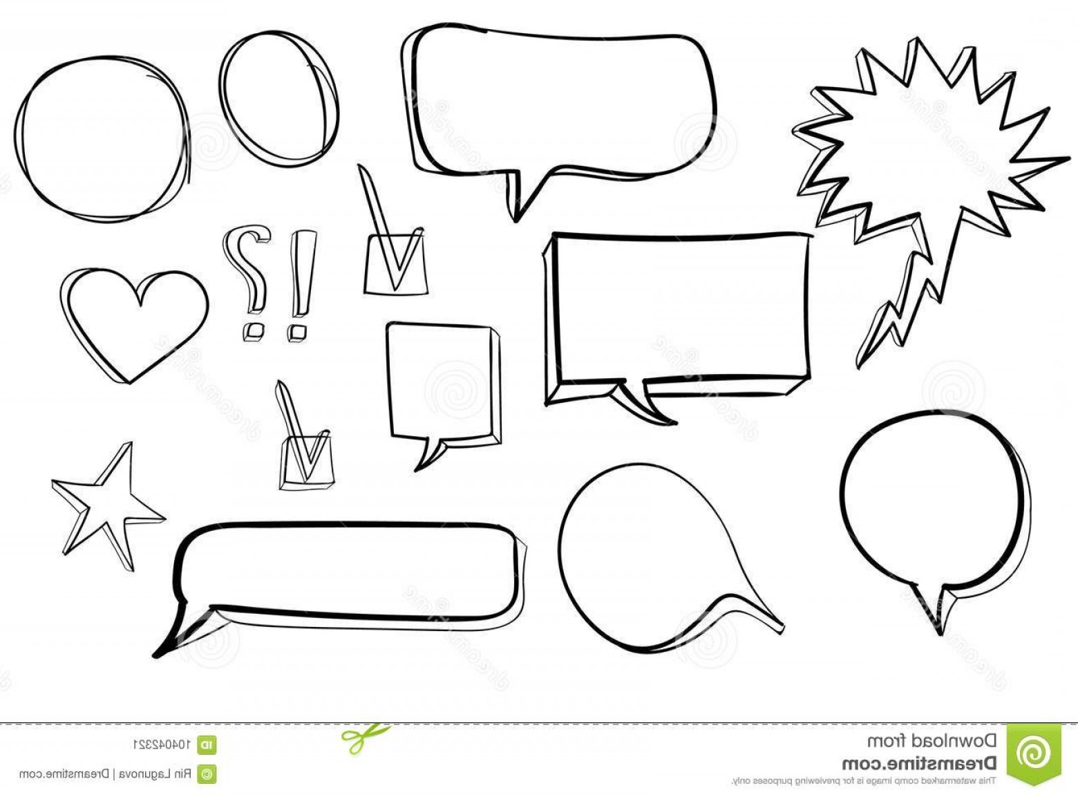 1560x1153 Set D Hand Drawn Icons Check Mark Star Heart Speech Bubbles Vector