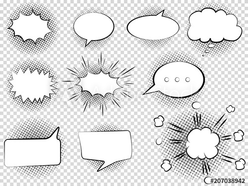 500x375 Set Of Hand Drawn Comic Speech Bubbles Vector Illustration