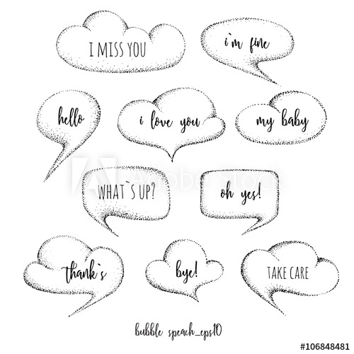 500x500 Set Of Hand Drawn Speech Bubbles, Vector