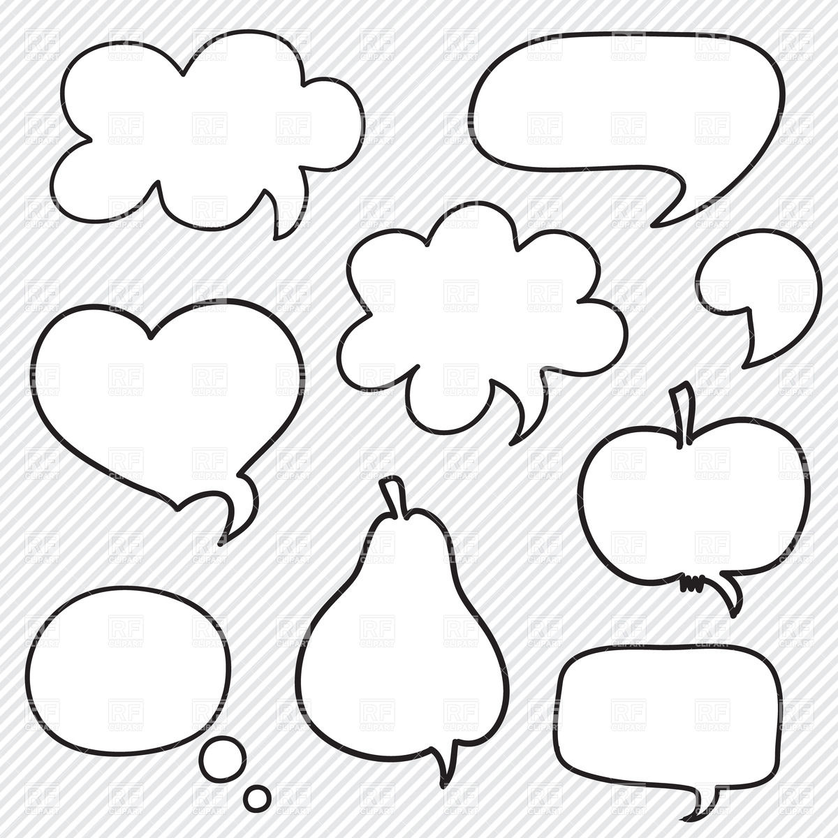1200x1200 Set Of Hand Drawn Speech Bubbles Vector Image Of Design Elements