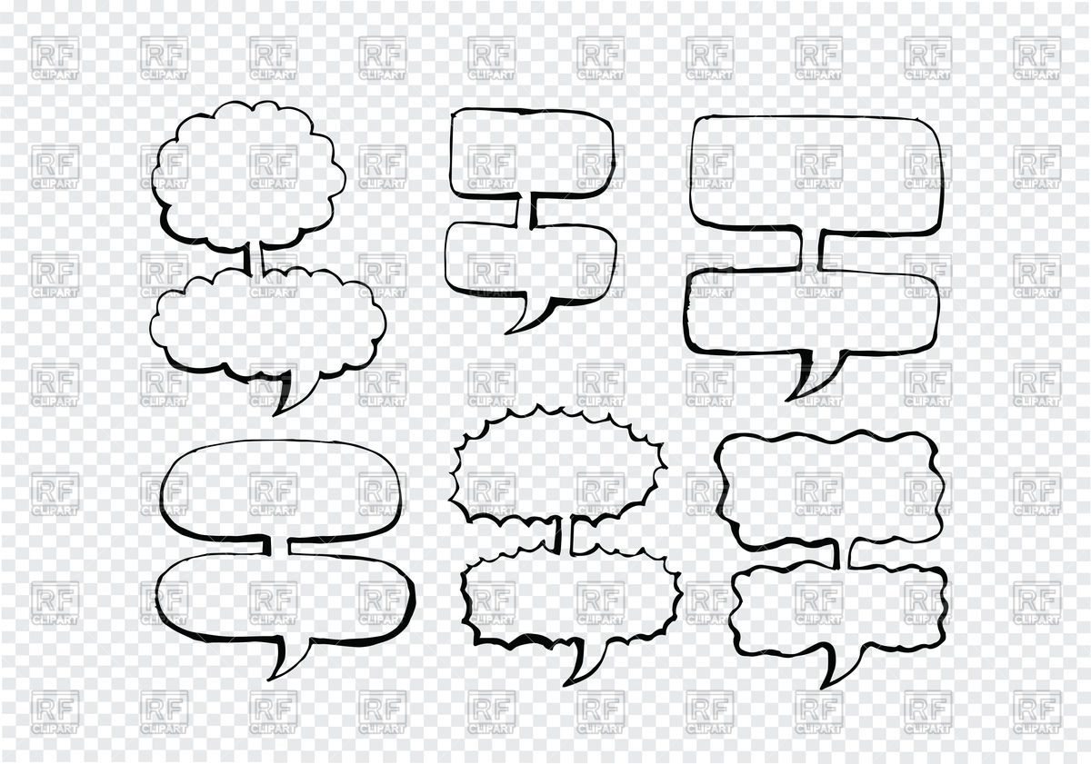 1200x841 Sketch Hand Drawn Speech Bubbles Vector Image Of Design Elements